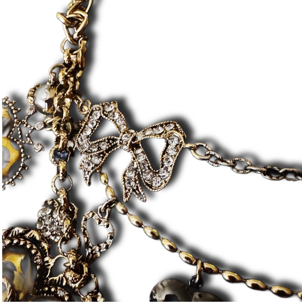 Vintage Betsey Johnson Lucite Heart & Locks Polka Dot Multi charm necklace - Picture 7 of 12